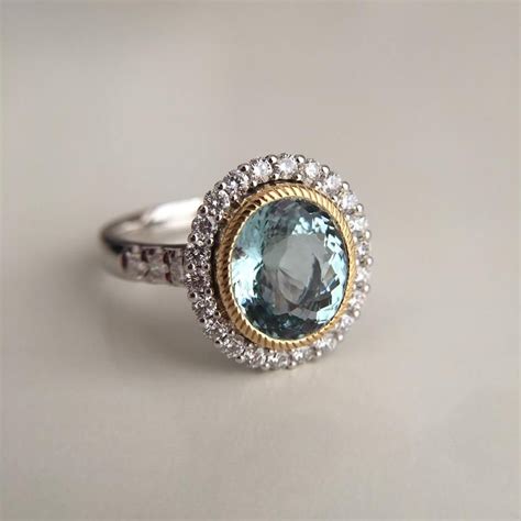 Carat Aquamarine Engagement Ring Blue Stone Ring White Gold Etsy