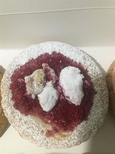 Tester Raspberry Filled Doughnut One Pic Is Mine And One Is From