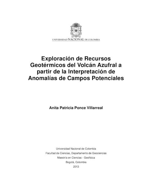 Pdf Exploraci N De Recursos Geot Rmicos Del Volc N Azufral A