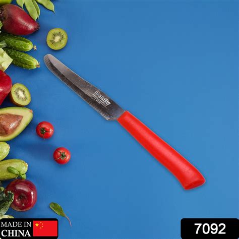 Red Kitchen Knife Steak and Vegetable Knife – Razor Sharp Pointed Tip, Serrated Edge – Color ...