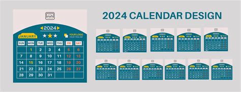 Настольный простой бизнес-календарь на 12 месяцев на 2024 год. дизайн ...