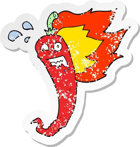 Retro Distressed Sticker Of A Hot Chilli Pepper Cartoon Vector Art At Vecteezy