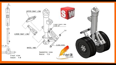 Ensamble de tren de aterrizaje de avión en solidworks YouTube