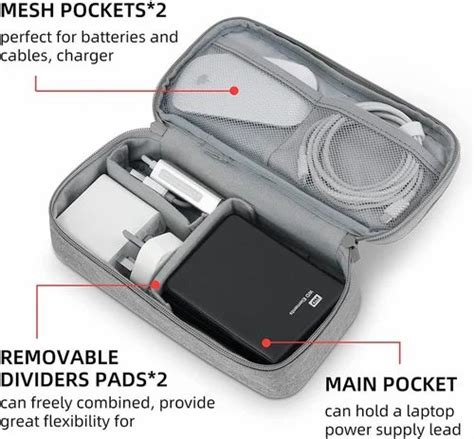 Grey Plain Electronic Gadget Accessories Nylon Organizer Bag, For ...