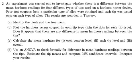 2. An experiment was carried out to investigate | Chegg.com 