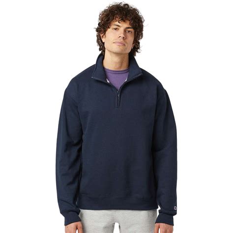 Champion Unisex Navy Powerblend Quarter Zip Sweatshirt