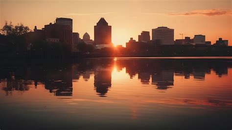 Premium AI Image | A sunset over the skyline of the city of denver.