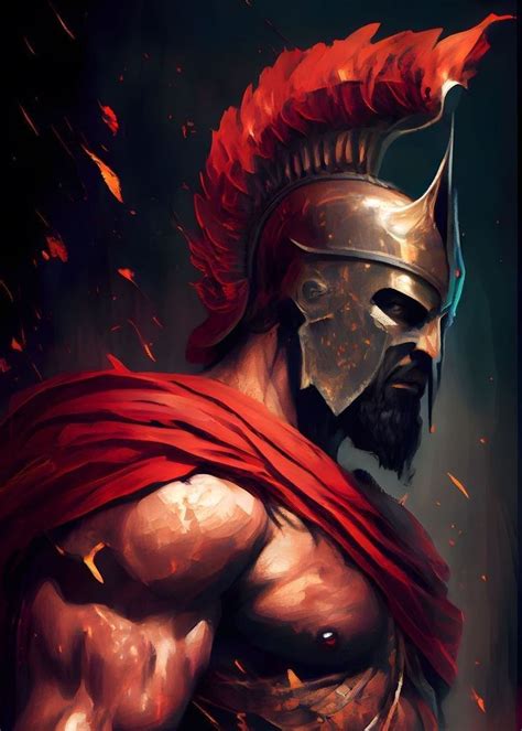 A Painting Of A Spartan With Red Hair