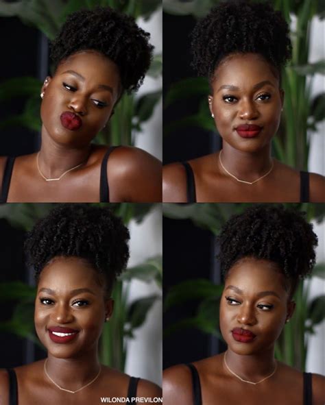 Red Lips Natural Hair On Dark Skin Black Woman Lipstick For Dark