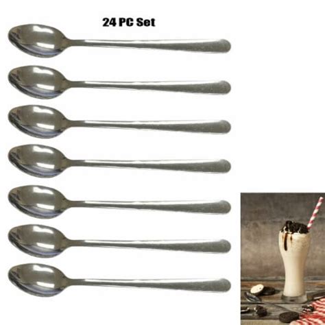 24 Pc Set 8 Long Handle Ice Cream Spoons Stainless Dessert Spoon Tea