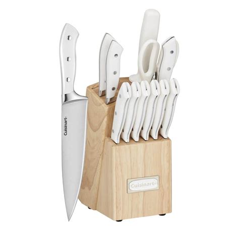 Cuisinart Classic 13-Piece White Stainless Steel Knife Block Set with 9 ...