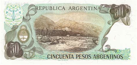 Argentine Pesos Banknote Peso Argentino Fifty Pesos Bill