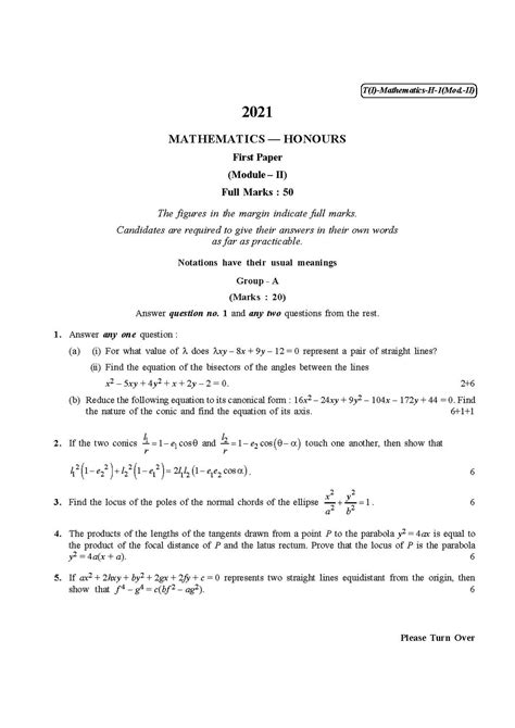 File Cu 2021 B Sc Honours Mathematics Part I Paper Ib Qp Pdf