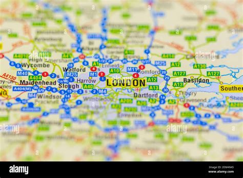 London shown on a road map or geography map Stock Photo - Alamy