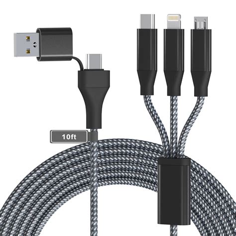 USB C To Multi 3 In 1 Charging Cable 3M 10Ft Apple MFi Certified USB