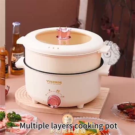 Multi Functional Electric Cooking Pot Non Stick Electric Hot Pot With Glass Lid Steamer Electric