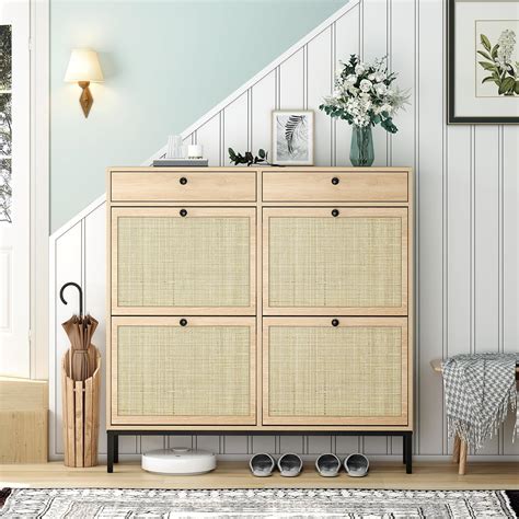 Amazon Brafab Freestanding Shoe Cabinet With Flip Drawers