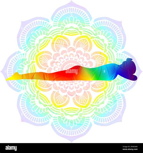 Colorful Silhouette Yoga Posture Reverse Corpse With Prayer Hands Pose