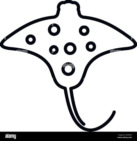 Nature Stingray Icon Outline Vector Animal Marine Cute Electric Scuba