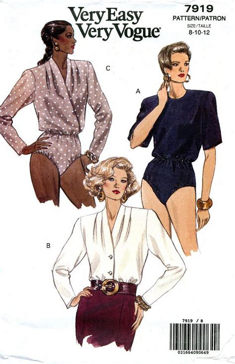 Vogue Vintage S Sewing Pattern For Misses Bodysuit Etsy Uk