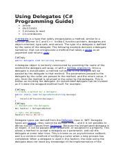 Using Delegates.docx - Using Delegates C# Programming Guide Article 05 ...