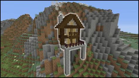 A House Built Into The Side Of A Mountain In Minecraft With Trees And