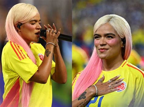 Así lució Karol G cantando el Himno de Colombia en Copa América