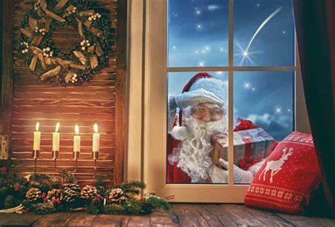 Laeacco Winter Christmas Window Santa Claus Baby Party Photography ...