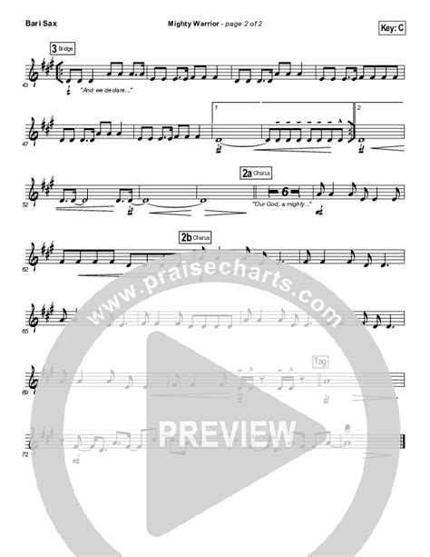 Mighty Warrior Bari Sax Sheet Music Pdf Elevation Worship Praisecharts