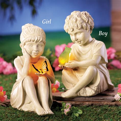 Solar Children Garden Statue and Pet