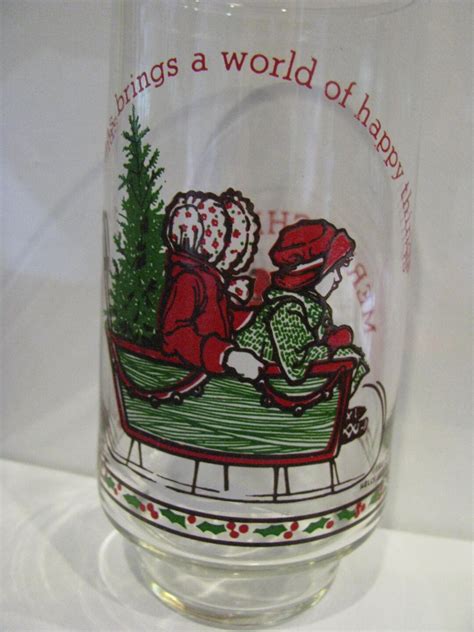 Coco Cola Christmas Holly Hobbie Collectable Glass 1977 Etsy