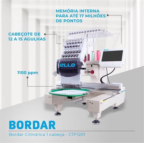 Máquina de Bordar Ello 1 Cabeça 12 Agulhas 1201 Cilindrica Eletrônica