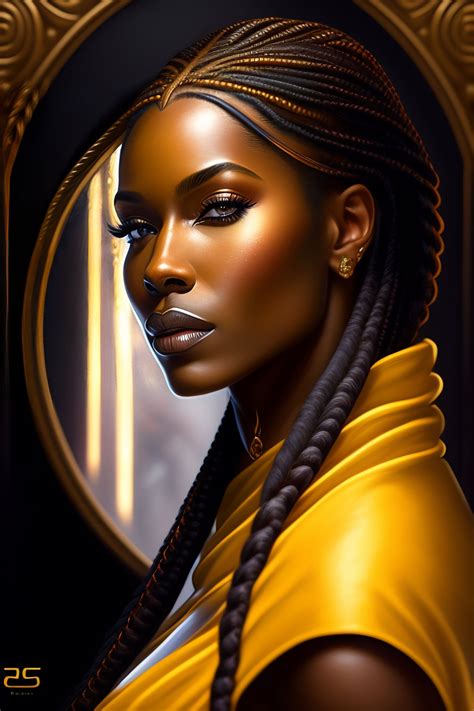 Lexica A Woman With Long Braids Standing In Front Of A Mirror A