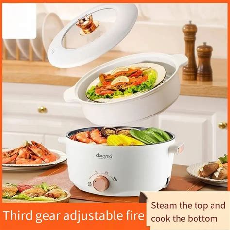Deroma SP100 Steamboat Hot Pot Non Stick Electric Frying Boiling Pot Multi Functional 3L Cooking