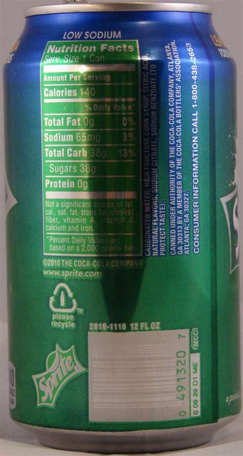 30 Sprite Label Nutrition Facts Labels Database 2020