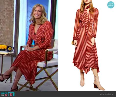 Wornontv Laras Orange Printed Tie Neck Dress On Good Morning America