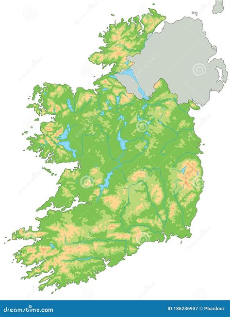 高详细爱尔兰物理地图 向量例证 插画 包括有 例证 标签 海拔 背包 分级显示 绘图 都伯林 186236937