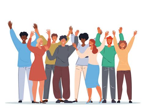 Group Of People Raising Hands Illustrations Royalty Free Vector