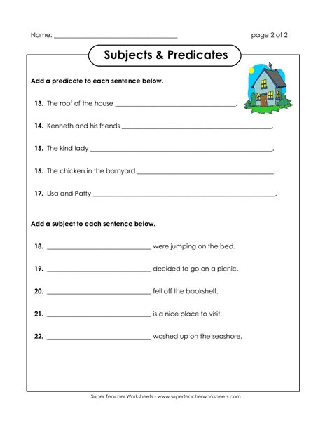 Predicate Worksheets 3rd Grade