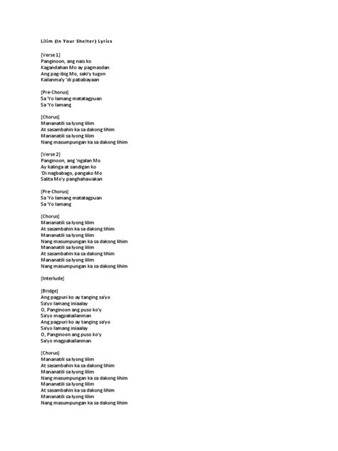 Lilim Lyrics Pdf