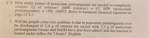 Solved X 4 How Many Grams Of Potassium Permanganate Are Chegg