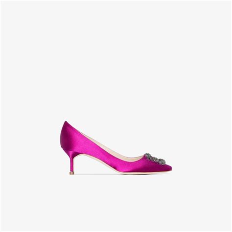 Manolo Blahnik Pink Hangisi 50 Satin Pumps | Smart Closet