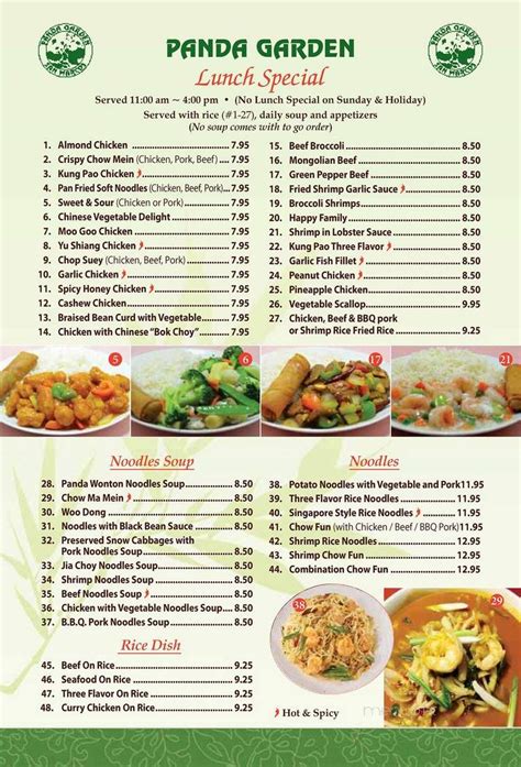 Panda Garden Chinese Restaurant Menu Fasci Garden