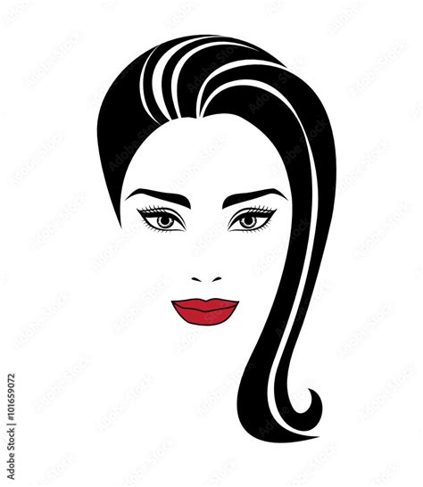 Vector Portrait Of Beautiful Woman With Long Hair Stock Vector Adobe Stock