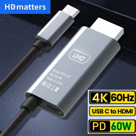 USB C Para Cabo HDMI 4K Tipo C Adaptador De Cabo HDMI 4K 30Hz 60Hz