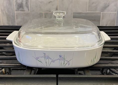 Vintage Corning Ware Shadow Iris Casserole Baking Dish And Etsy