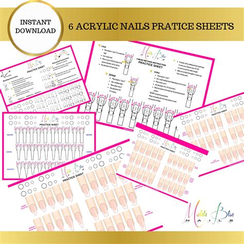 Acrylic Nail Practice Sheets Etsy In 2024