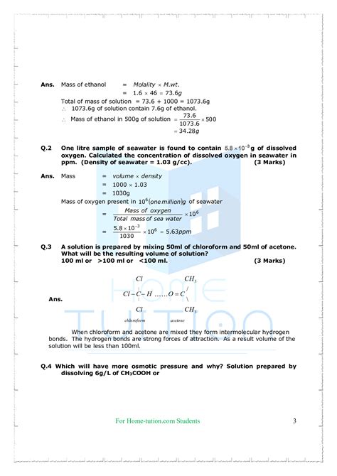 Important Questions For Class 12 Chemistry Chapter 2 Solutions