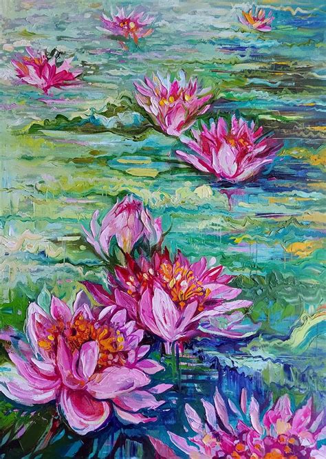 Water lily canvas painting, Monet water lilies wall decor, Claude monet ...