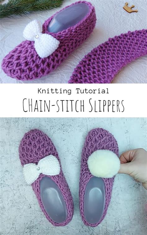 Knit Chain Stitch Slippers